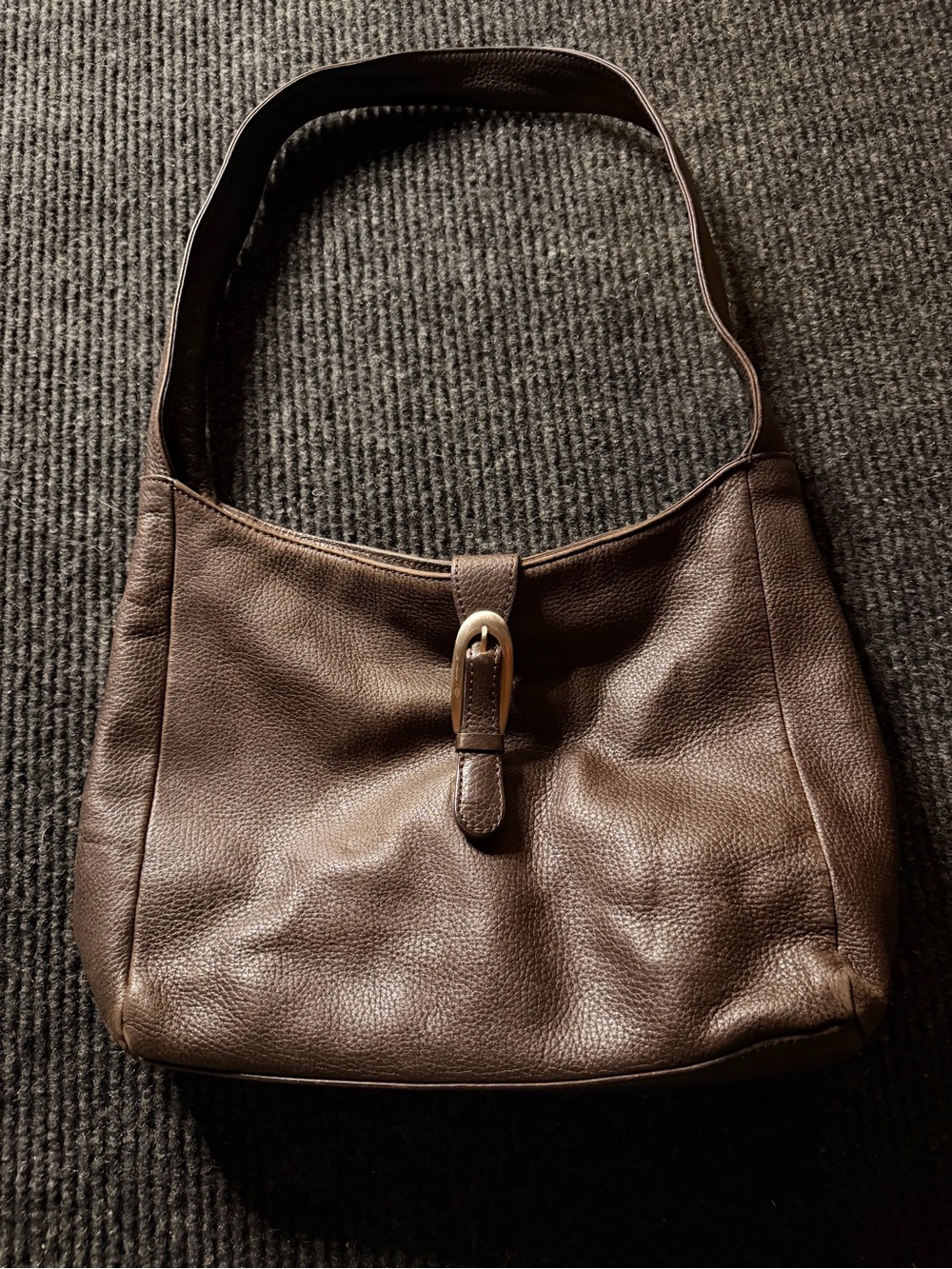 Dana Buchman Brown Pebbled Leather Hobo Shoulder Bag Buckle Purse